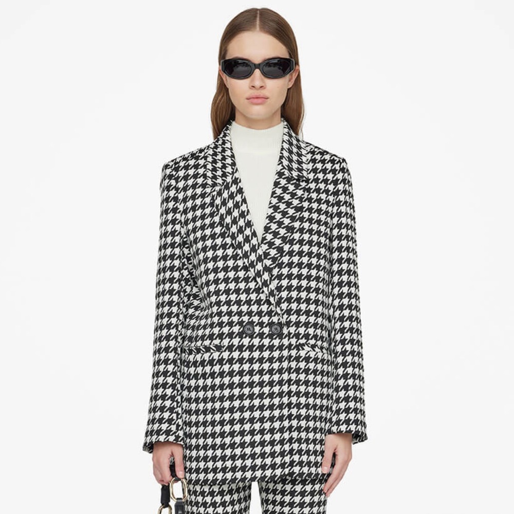 Anine Bing Houndstooth Madeleine Blazer